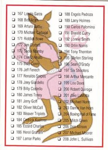 #25 Checklist: 167-250 - 1991 Kayo Boxing