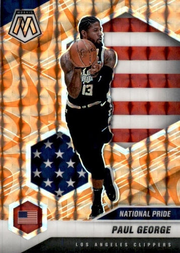 #255 Paul George - Los Angeles Clippers - 2020-21 Panini Mosaic - Mosaic Reactive Orange Basketball