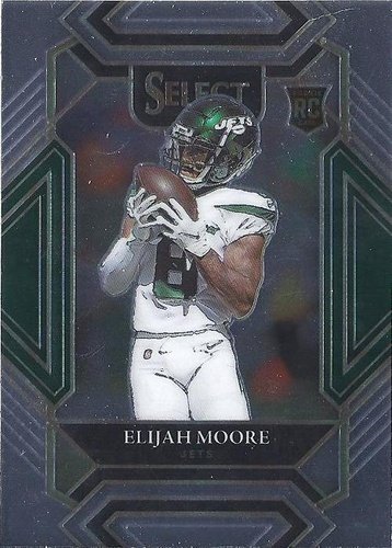 #256 Elijah Moore - New York Jets - 2021 Panini Select - Black and Gold Prizm Die Cut Football