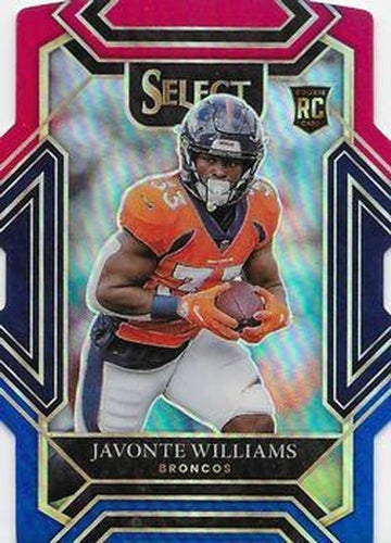 #257 Javonte Williams - Denver Broncos - 2021 Panini Select - Red and Blue Prizm Die Cut Football
