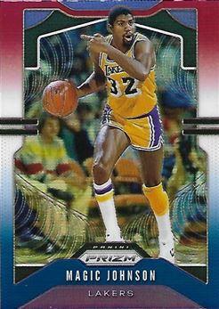 #25 Magic Johnson - Los Angeles Lakers - 2019-20 Panini Prizm - Prizms Red White and Blue Basketball