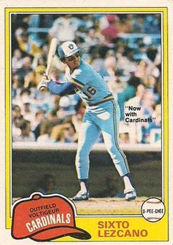 #25 Sixto Lezcano - St. Louis Cardinals - 1981 O-Pee-Chee - Gray Back Baseball