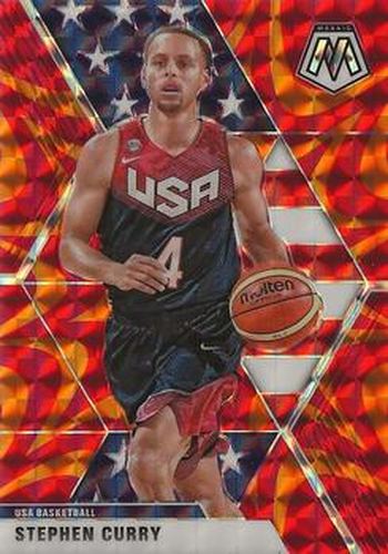 #260 Stephen Curry - USA - 2019-20 Panini Mosaic - Reactive Orange Basketball