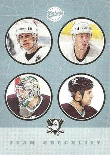 #261 Jean-Sebastien Giguere / Mike LeClerc / Paul Kariya / Vitali Vishnevski - Anaheim Mighty Ducks - 2002-03 Upper Deck Vintage Hockey