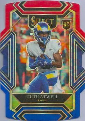 #261 Tutu Atwell - Los Angeles Rams - 2021 Panini Select - Red and Blue Prizm Die Cut Football