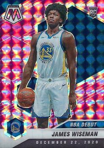 #266 James Wiseman - Golden State Warriors - 2020-21 Panini Mosaic - Mosaic Camo Pink Basketball