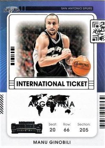 #26 Manu Ginobili - San Antonio Spurs - 2021-22 Panini Contenders - International Ticket Basketball
