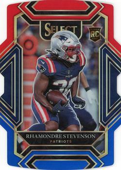 #275 Rhamondre Stevenson - New England Patriots - 2021 Panini Select - Red and Blue Prizm Die Cut Football