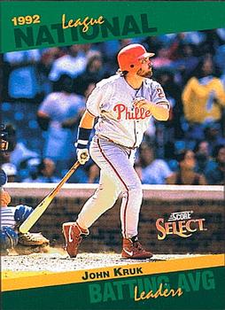 #6 John Kruk - Philadelphia Phillies - 1993 Score - Select Stat Leaders Baseball