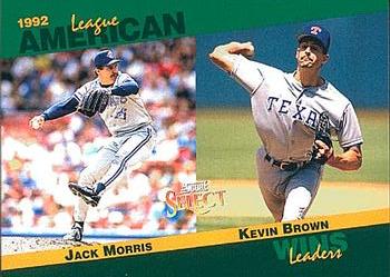 #85 Jack Morris / Kevin Brown - Toronto Blue Jays / Texas Rangers - 1993 Score - Select Stat Leaders Baseball