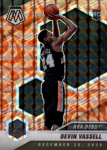#278 Devin Vassell - San Antonio Spurs - 2020-21 Panini Mosaic - Mosaic Reactive Orange Basketball
