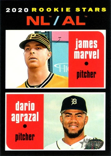 #27 NL/AL 2020 Rookie Stars James Marvel / Dario Agrazal - Pittsburgh Pirates / Detroit Tigers - 2020 Topps Heritage Baseball