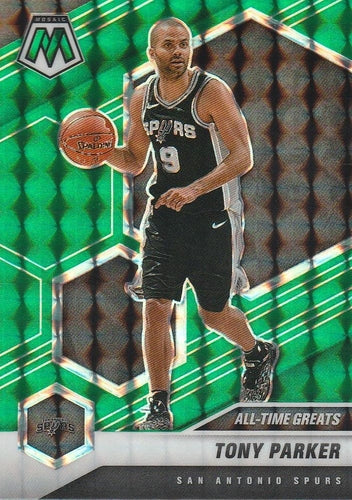 #282 Tony Parker - San Antonio Spurs - 2020-21 Panini Mosaic - Mosaic Green Basketball