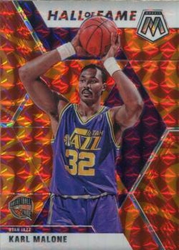 #284 Karl Malone - Utah Jazz - 2019-20 Panini Mosaic - Reactive Orange Basketball