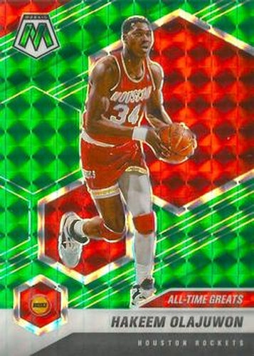 #284 Hakeem Olajuwon - Houston Rockets - 2020-21 Panini Mosaic - Mosaic Green Basketball