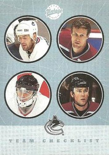 #289 Todd Bertuzzi / Markus Naslund / Dan Cloutier / Trevor Linden - Vancouver Canucks - 2002-03 Upper Deck Vintage Hockey