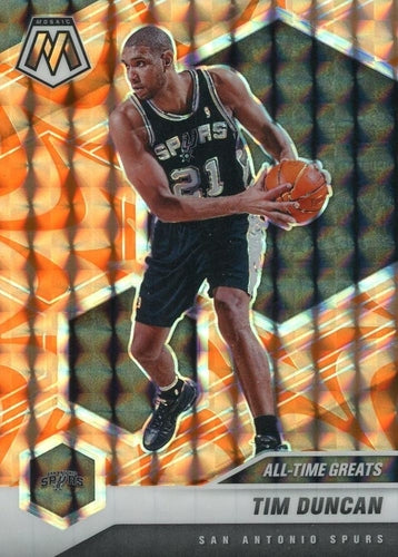 #289 Tim Duncan - San Antonio Spurs - 2020-21 Panini Mosaic - Mosaic Reactive Orange Basketball