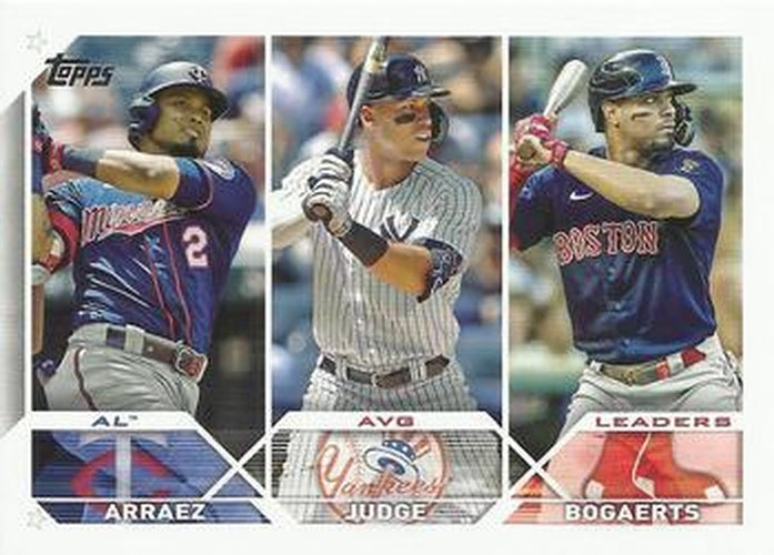 #289 AL AVG Leaders Luis Arraez / Aaron Judge / Xander Bogaerts - Minnesota Twins / New York Yankees / Boston Red Sox - 2023 Topps Baseball