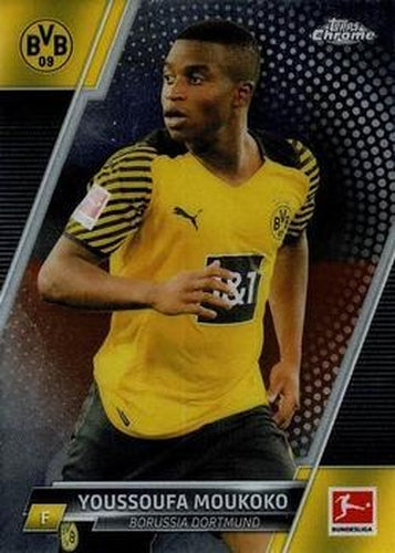 #28 Youssoufa Moukoko - Borussia Dortmund - 2021-22 Topps Chrome Bundesliga Soccer