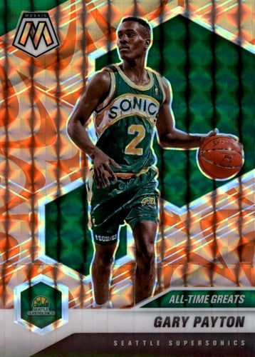 #291 Gary Payton - Seattle Supersonics - 2020-21 Panini Mosaic - Mosaic Reactive Orange Basketball