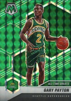 #291 Gary Payton - Seattle Supersonics - 2020-21 Panini Mosaic - Mosaic Green Basketball
