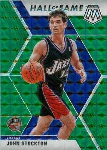 #293 John Stockton - Utah Jazz - 2019-20 Panini Mosaic - Green Prizm Basketball