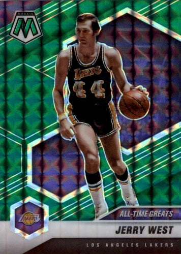 #293 Jerry West - Los Angeles Lakers - 2020-21 Panini Mosaic - Mosaic Green Basketball
