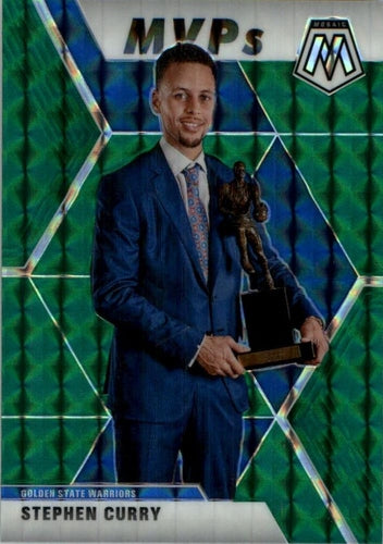 #299 Stephen Curry - Golden State Warriors - 2019-20 Panini Mosaic - Green Prizm Basketball
