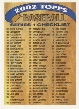 #2 Series 1 Checklist 2: 161-315 - 2002 Topps - Checklists Gold Baseball