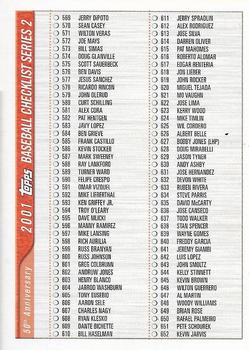 #1/4 Series 2 Checklist- 1 of 4 - 2001 Topps - Checklists Baseball