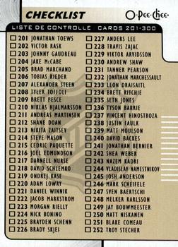#300 Checklist: 201-300 - 2017-18 O-Pee-Chee Hockey