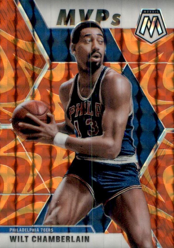 #300 Wilt Chamberlain - Philadelphia 76ers - 2019-20 Panini Mosaic - Reactive Orange Basketball