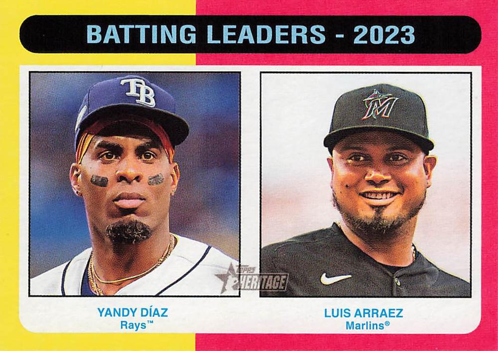 #306 Batting Leaders - 2023 (Yandy Díaz / Luis Arraez) - Tampa Bay Rays / Miami Marlins - 2024 Topps Heritage Baseball