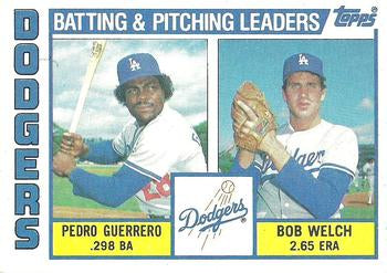 #306 Dodgers Leaders / Checklist Pedro Guerrero / Bob Welch - Los Angeles Dodgers - 1984 Topps Baseball