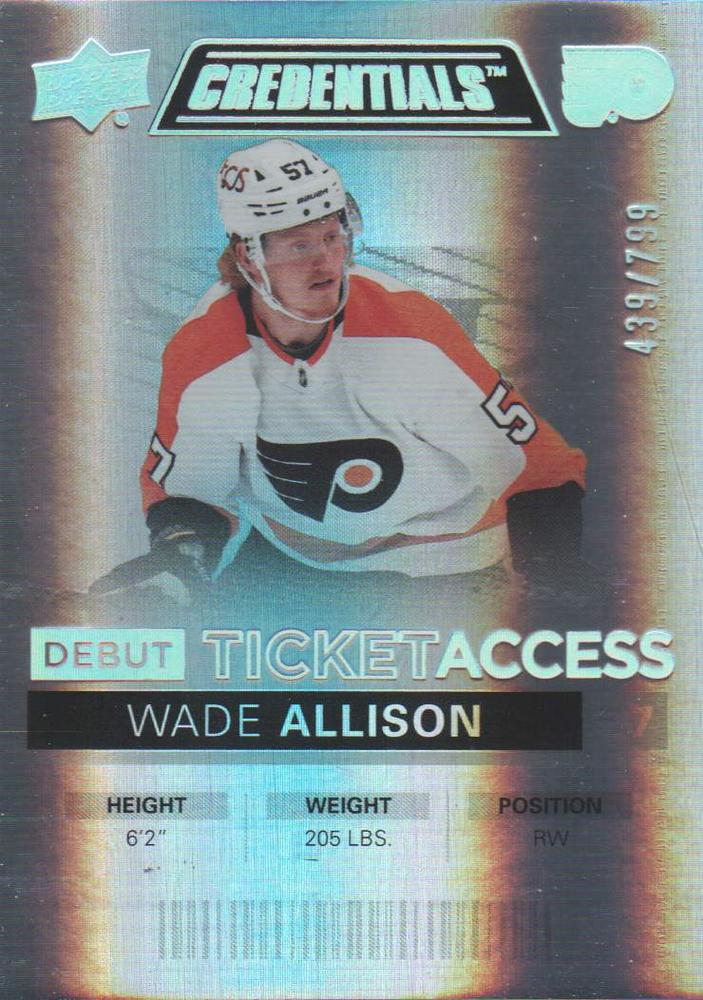#111 Wade Allison - Philadelphia Flyers - 2021-22 Upper Deck Credentials Hockey