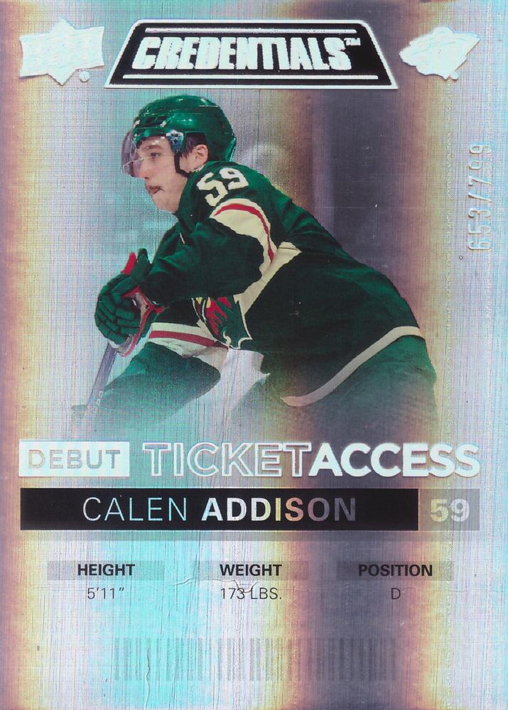 #120 Calen Addison - Minnesota Wild - 2021-22 Upper Deck Credentials Hockey