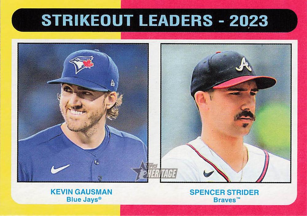 #312 Strikeout Leaders - 2023 (Kevin Gausman / Spencer Strider) - Toronto Blue Jays / Atlanta Braves - 2024 Topps Heritage Baseball