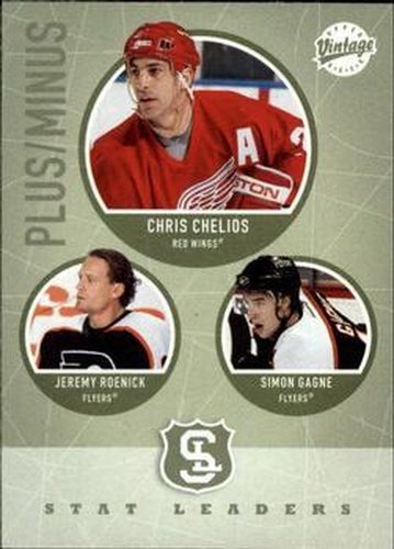 #312 Chris Chelios / Jeremy Roenick / Simon Gagne - Detroit Red Wings / Philadelphia Flyers - 2002-03 Upper Deck Vintage Hockey
