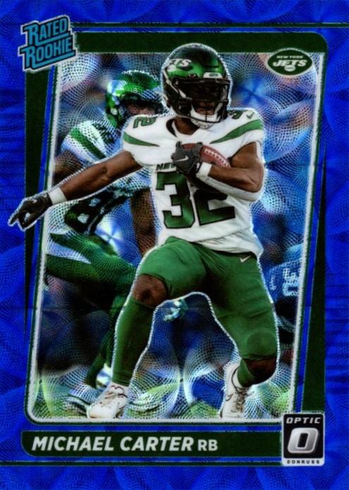 #235 Michael Carter - New York Jets - 2021 Donruss Optic - Blue Scope Football