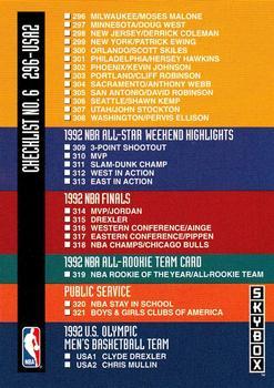 #327 Checklist 6: 296-327 and Inserts CL - - 1992-93 SkyBox Basketball