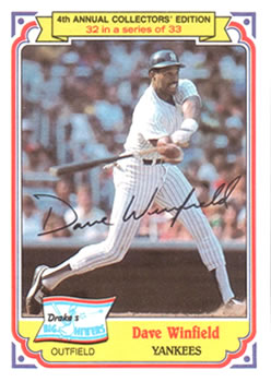 #32 Dave Winfield - New York Yankees - 1984 Topps Drake's Big Hitters Baseball