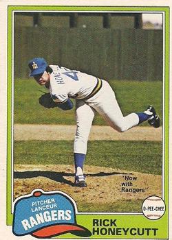 #33 Rick Honeycutt - Texas Rangers - 1981 O-Pee-Chee - Gray Back Baseball