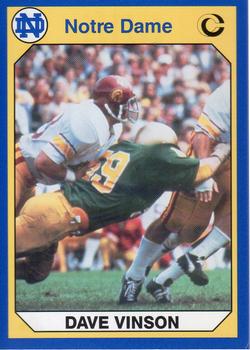 #34 Dave Vinson - Notre Dame Fighting Irish - 1990 Collegiate Collection Notre Dame Football