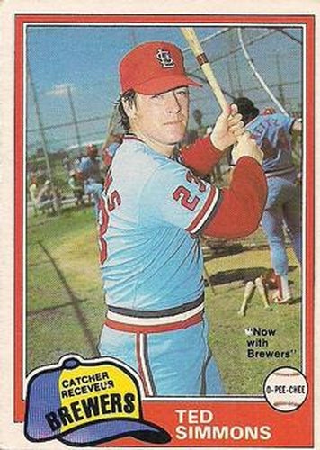 #352 Ted Simmons - Milwaukee Brewers - 1981 O-Pee-Chee - Gray Back Baseball