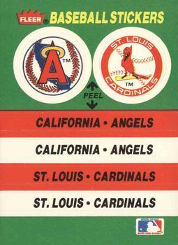 #35 California Angels / St. Louis Cardinals - California Angels / St. Louis Cardinals - 1988 Fleer - Team Stickers Baseball