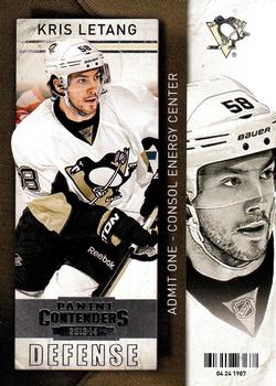 #35 Kris Letang - Pittsburgh Penguins - 2013-14 Panini Contenders Hockey