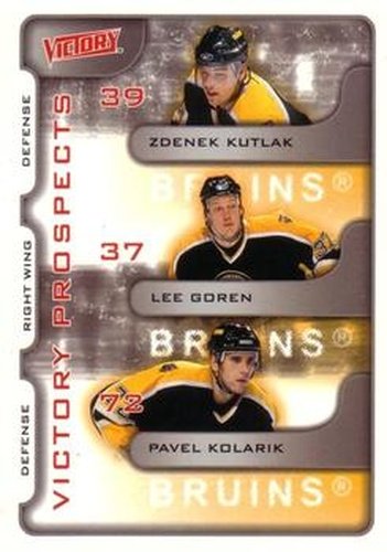 #363 Zdenek Kutlak / Lee Goren / Pavel Kolarik - Boston Bruins - 2001-02 Upper Deck Victory Hockey