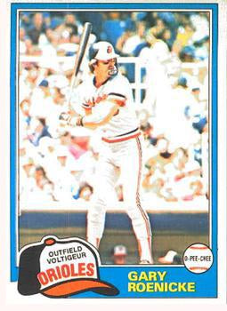 #37 Gary Roenicke - Baltimore Orioles - 1981 O-Pee-Chee - Gray Back Baseball