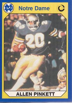 #37 Allen Pinkett - Notre Dame Fighting Irish - 1990 Collegiate Collection Notre Dame Football
