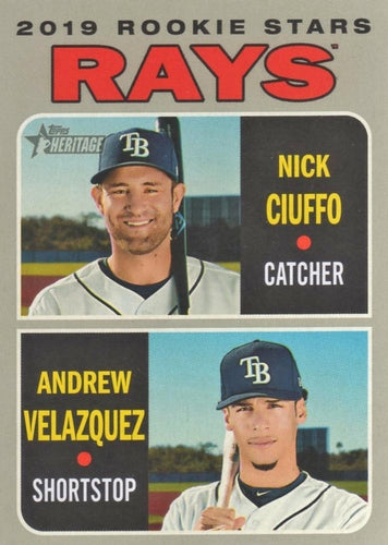 #381 Rays 2019 Rookie Stars Nick Ciuffo / Andrew Velazquez - Tampa Bay Rays - 2019 Topps Heritage Baseball